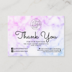 Lila Blue Tie-Dye Marble Customer Tack Visitkort