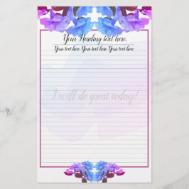 Lila Blue Trumpet Flowers Linted WritPaper Brevpapper