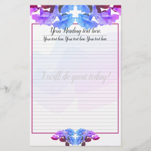 Lila Blue Trumpet Flowers Linted WritPaper Brevpapper