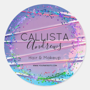 Lila Blue Zigzag Holograph Glitter Confetti Runt Klistermärke