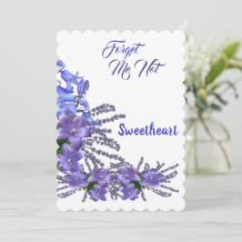 Lila Bluebell-blommor Glöm mig inte Valentine Julkort