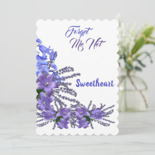 Lila Bluebell-blommor Glöm mig inte Valentine Julkort