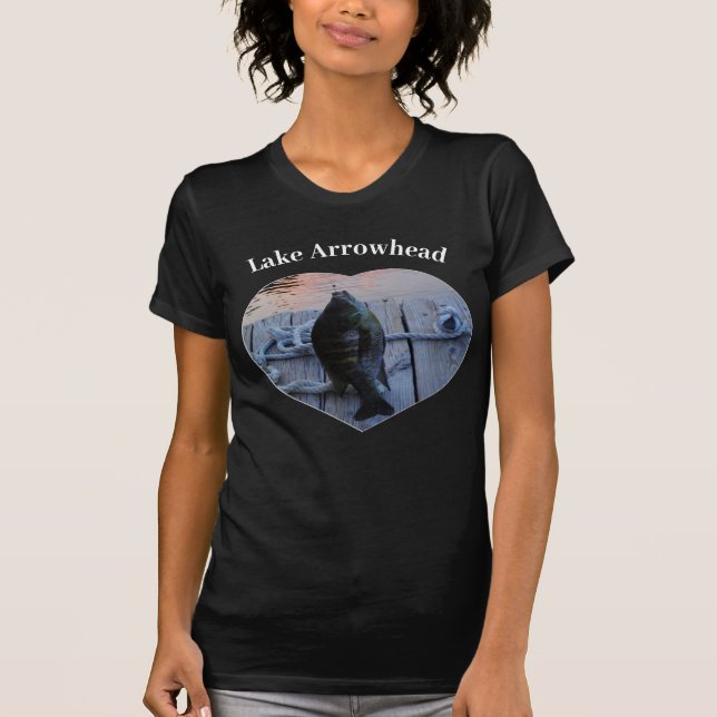 Lila Bluegill Fish Photo Heart Sjö Arrowhad T Shirt (Framsida)