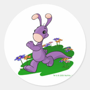 Lila Blumaroo marschering genom Roo Island Runt Klistermärke