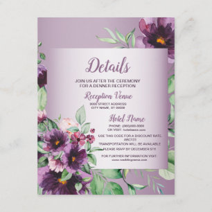 Lila Blush Blommor Geometrisk Grönska Detalj Tilläggskort