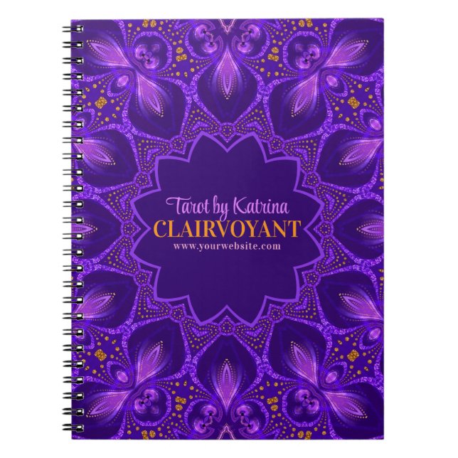 Lila Bohemian Clairvoyant Goddess Tarot Anteckningsbok (Framsidan)