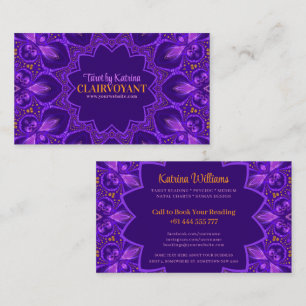 Lila Bohemian Goddess Tarot Reader Visitkort