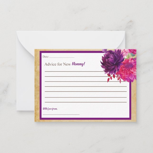 Lila Boho Baby Shower Advice for Mamma Card Anteckningskort (Framsida)