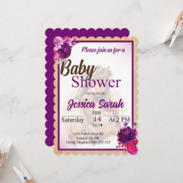 Lila Boho Baby Shower-inbjudan Inbjudningar