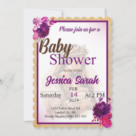 Lila Boho Baby Shower-inbjudningar Inbjudningar