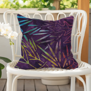 Lila Boho Batikbladsmönster Kudde