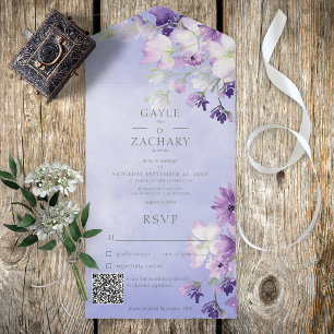 Lila Boho Blommig QR-kod