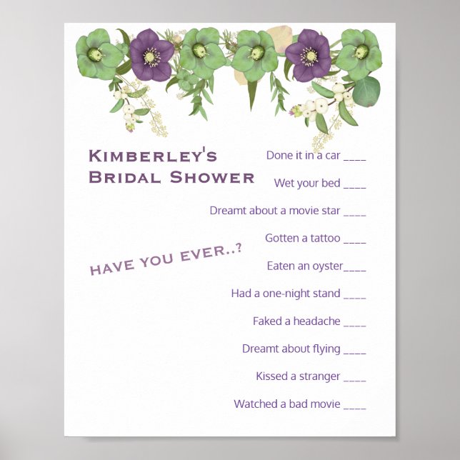 Lila Boho Blommig ✨ Roligaste Konstigaste Spelet Poster (Framsidan)