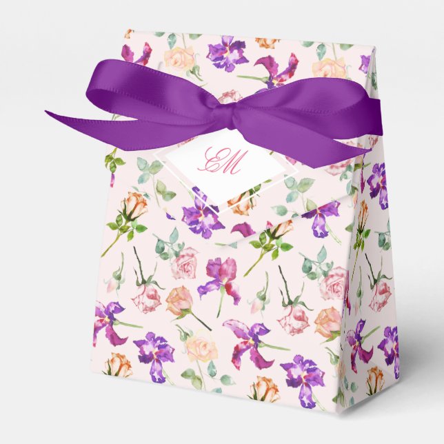 Lila Boho Botanical Romantik Monogram Bröllop Presentaskar (Framsidan Sidan)