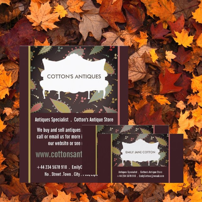 Lila Boho Chic Soffa, Antique Dealer Visitkort (Skapare uppladdad)