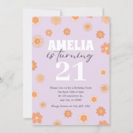 Lila Boho Daisy Birthday bjudande vid alla åldrar Inbjudningar