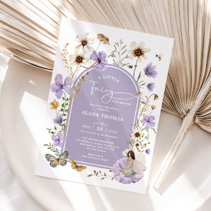 Lila Boho Fairy WildblomGirl Baby Shower Inbjudningar