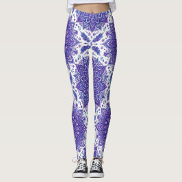 Lila Boho Mandala Blommönster Strumpbyxor Leggings