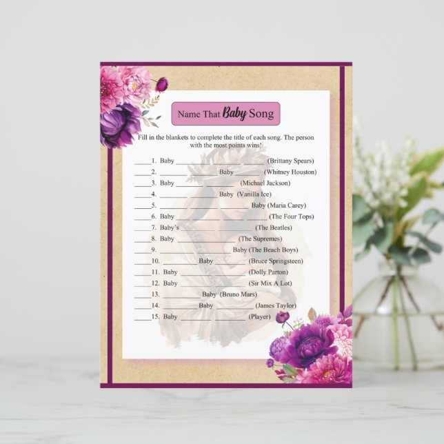 Lila Boho Namn som spelspelet Baby Sång (Stående Fram)