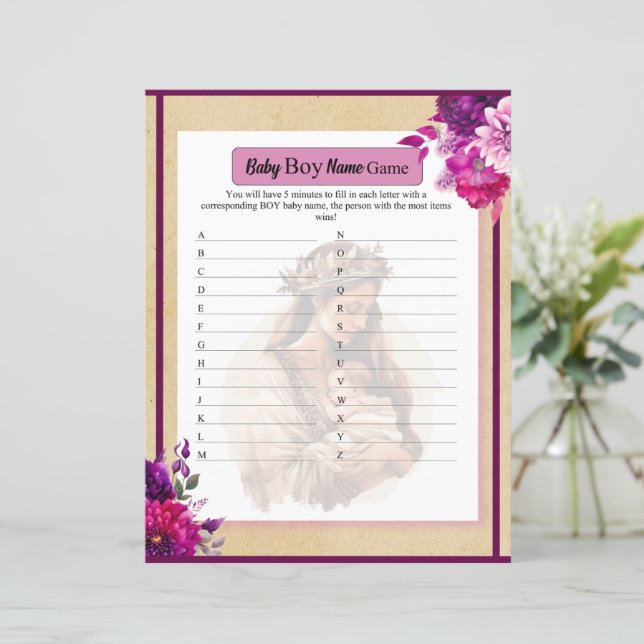 Lila Boho Pojke Namn Game (Stående Fram)