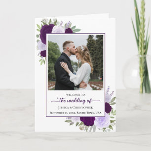 Lila Boho Ro & Photo Elegant bröllop Program