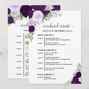 Lila Boho Rosor Brölllopshändelser & Tidslinje Program