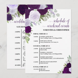 Lila Boho Rosor Brölllopshändelser & Tidslinje Program