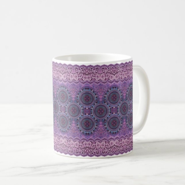 Lila Boho Stil Kaffemugg (Framsida höger)