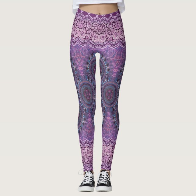 Lila Boho Stil Leggings (Framsida)
