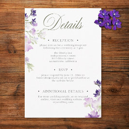 Lila Boho Vildblommor Vita Bröllopsdetaljer Tilläggskort