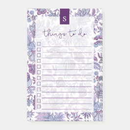 Lila Boho Vintage-Blommigt Led to Do List Post-it Block