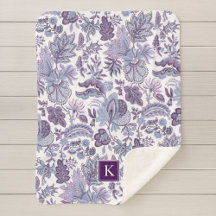 Lila Boho Vintage Blommigt Monogram