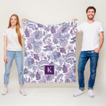 Lila Boho Vintage Blommigt Monogram