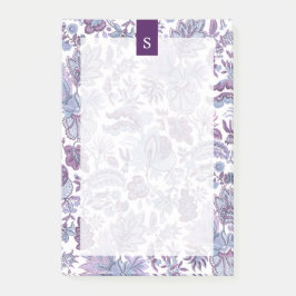 Lila Boho Vintage Blommigt Monogram Post-it Block