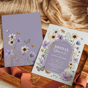 Lila Boho Wildbloms Meadow Möhippa Inbjudningar