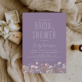 Lila Boho Wildbloms Möhippa Elegant Inbjudningar