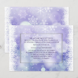 Lila Bokah Snöflingor Winter Wedding bjudande Inbjudningar