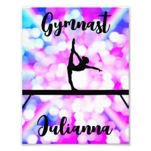 Lila Bokeh Blast Gymnastics Beam Personlig Fototryck