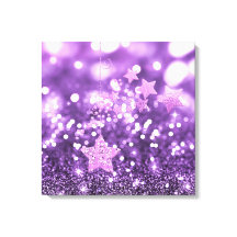 Lila Bokeh Faux Glitter & Stars