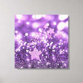 Lila Bokeh Faux Glitter & Stars Canvastryck