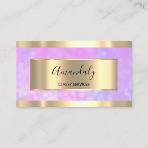 Lila Bokeh Guld Professionell Makeup Nagel Rosa Visitkort