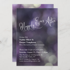 Lila Bokeh-ljus "Happily Ever After" Typografi Inbjudningar