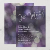 Lila Bokeh-ljus & "Just Married"-typografi