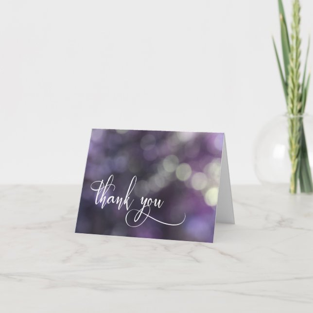 Lila Bokeh-ljus & typografi 32 Tack Kort (Framsida)