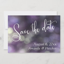 Lila Bokeh, Modernt skrivstil Save the Date Spara Datumet