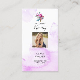 Lila bokmärke, begravningskort visitkort