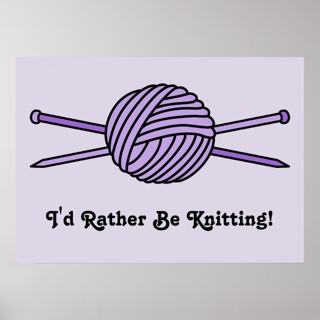 Lila Boll i Garn & Knitting Nål Poster (Framsidan)