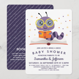 Lila Bookworm Bok Baby Shower Inbjudningar
