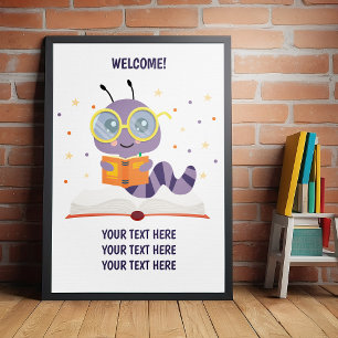 Lila Bookworm Tema Poster