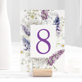 Lila + Bordsnummer för Lavender-Blommigt